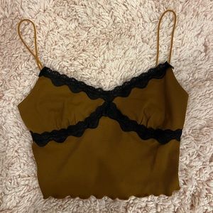 Brown Lace Crop Top